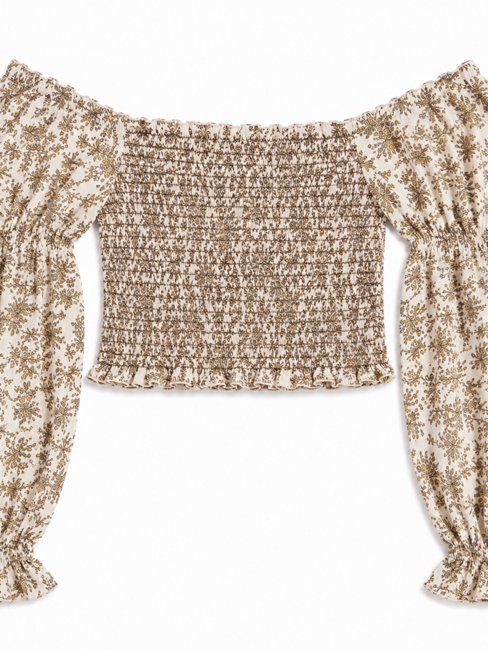 Promesa Floral Smocked Off Shoulder Crop Top Small NWOT